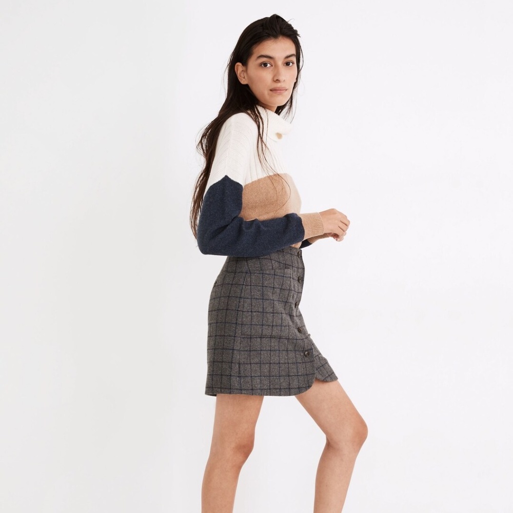 Madewell Wool Button-Front Mini Skirt